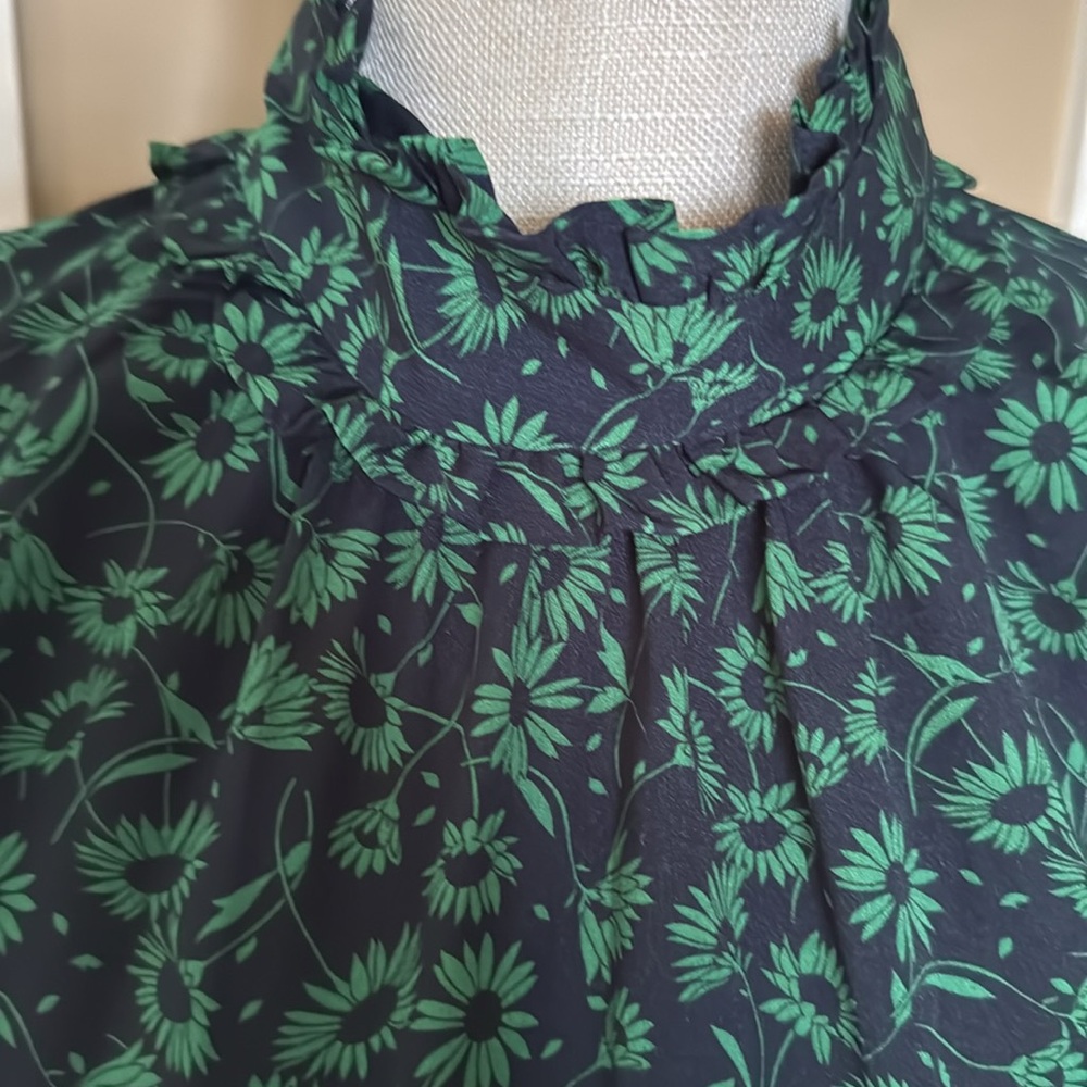 ZARA Elegant Green Floral Dress Sz M - Picture 2 of 13